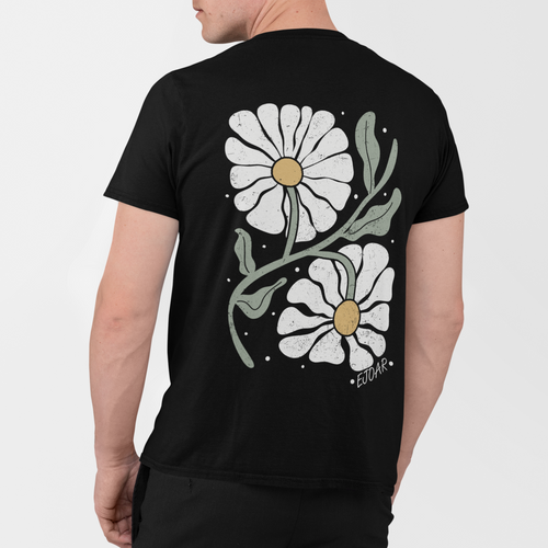 EJOAR - Black Daisy Graphic T-Shirt